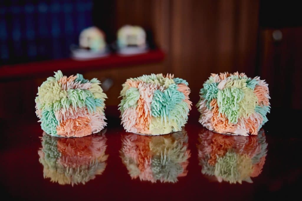 three multi-coloured fluffy looking desserts from The Proof