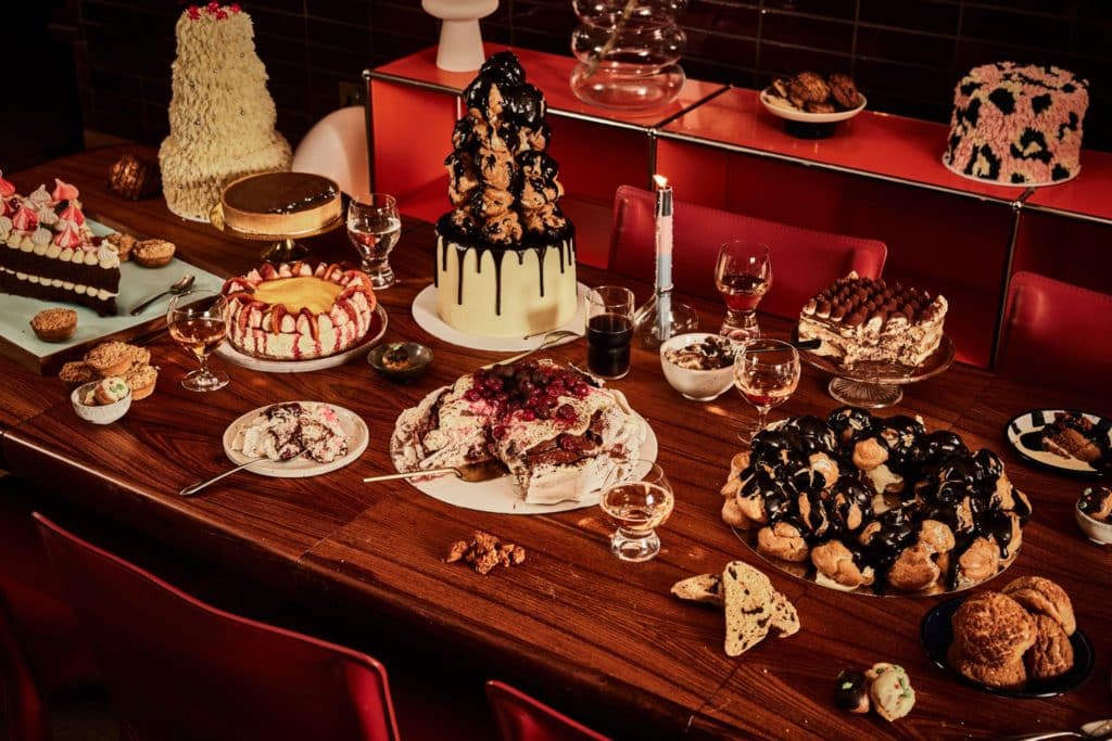 a table absolutely festooned with delicious sweet treats from The Proof