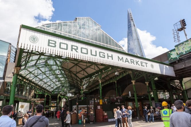 The exterior of Borough Market in London, England