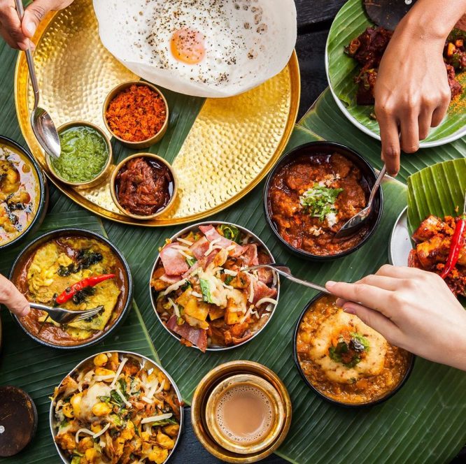 A tasty spread of food served at Hoppers, one of the best restaurants in King's Cross