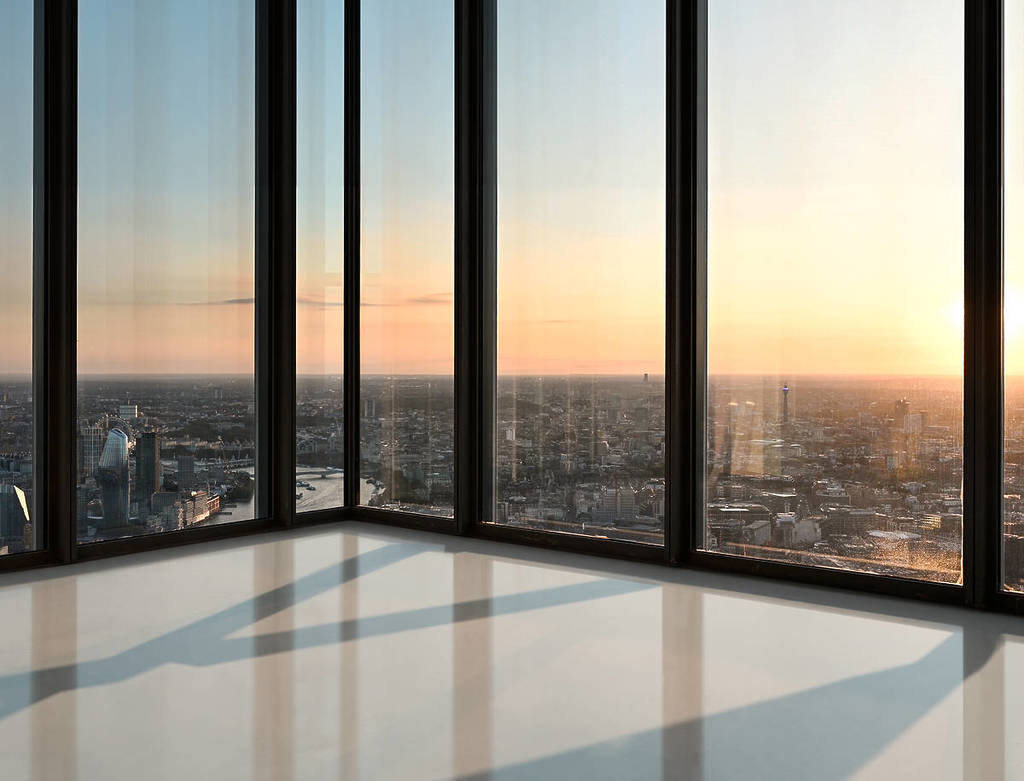 a view out and over london from horizon 22's 58th floor