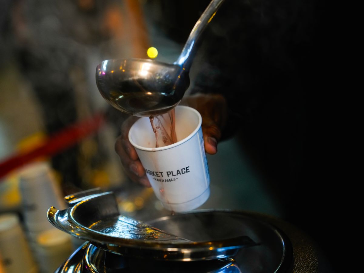Mulled wine being served