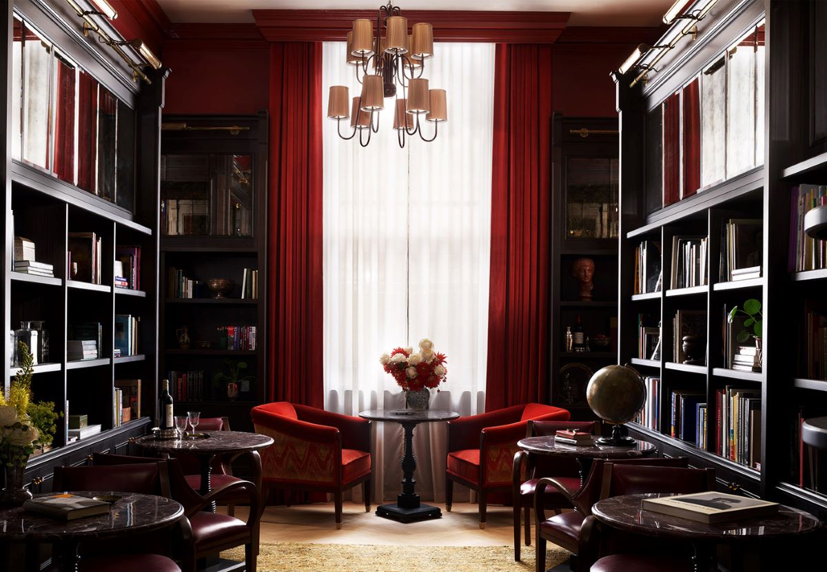 Interiors at the library at NoMad