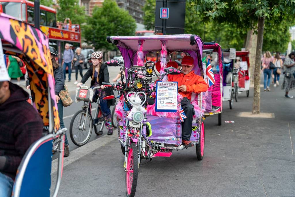 A line of London pedicabs