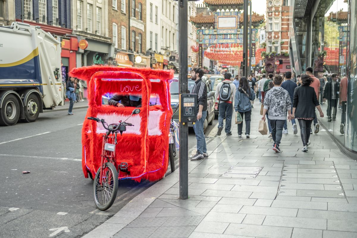 A pedicab in London's Chinatown 
