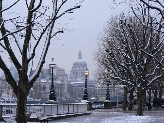 Winter in London with St Pauls Cathedral in the background